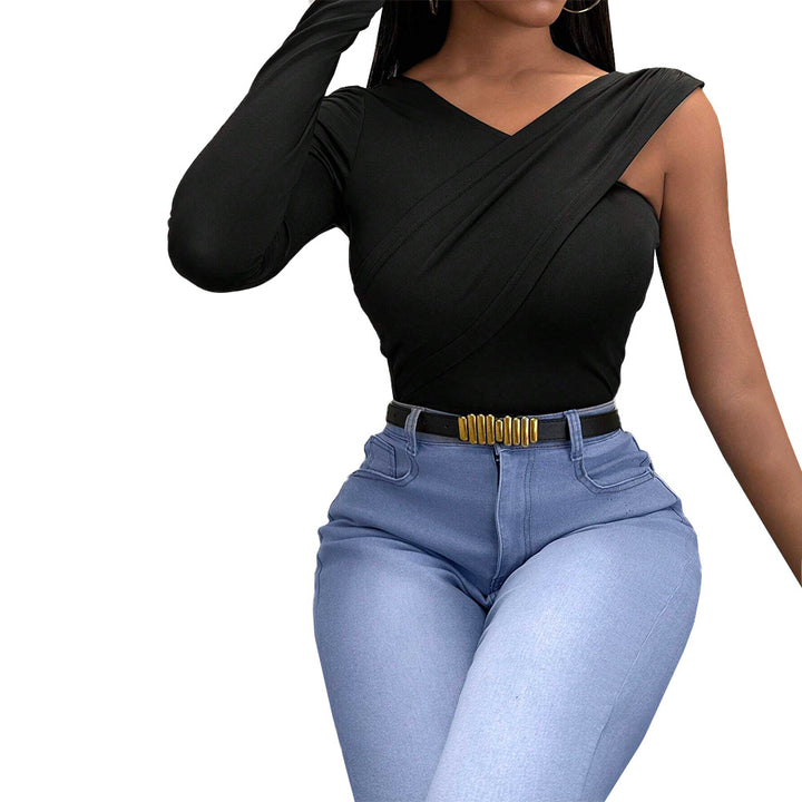 Body à manches longues pour femmes avec coupe asymétrique et design élégant en torsion Chic & Stil