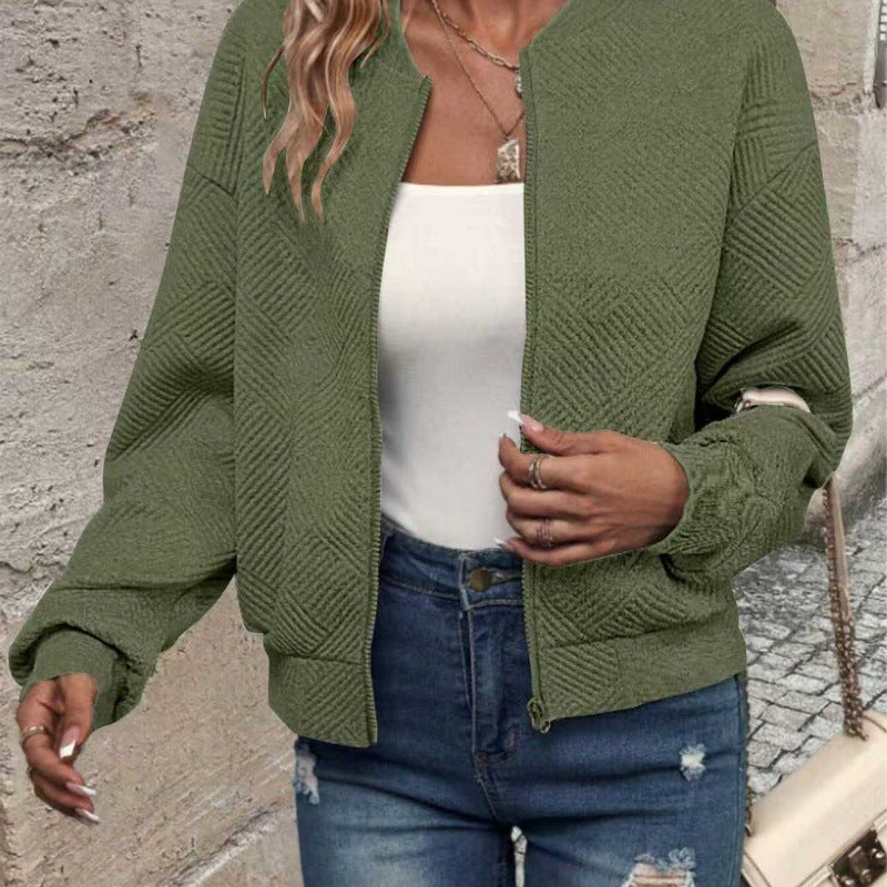 Veste de survêtement tendance pour dames avec design texturé et fermeture éclair Chic & Stil