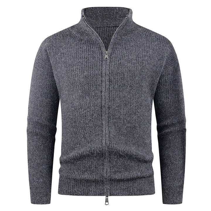 Knitted pullover for men with modern zipper and textured fabric Lune London