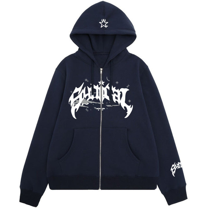 Ladies zip-up hoodie casual with graphic print Lune London