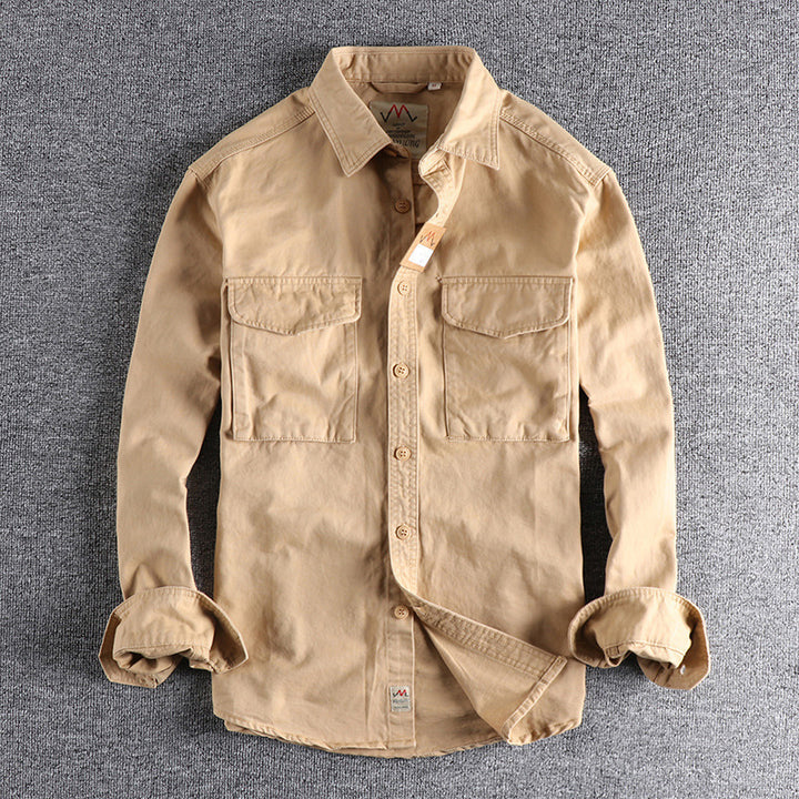 Men's cotton shirt with practical chest pockets and button-down collar Amarae