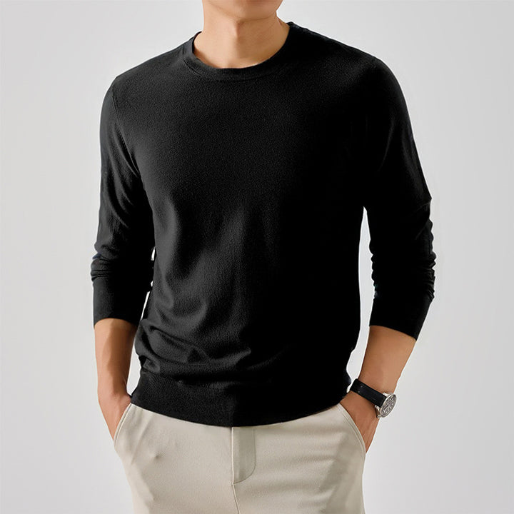 Classic crew neck sweater for men in fine wool Lune London