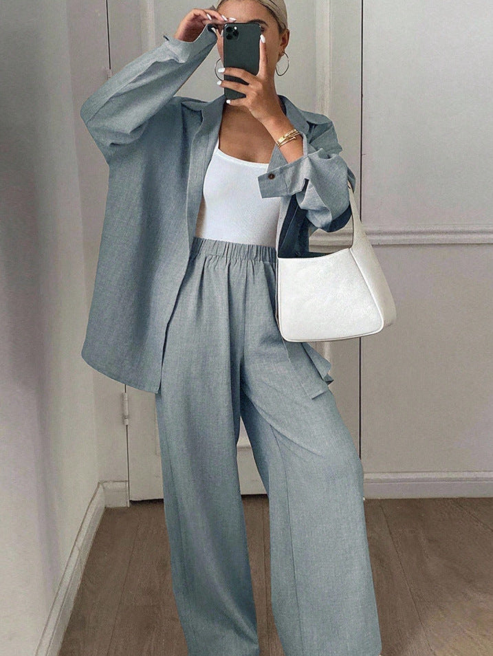 Ladies elegant casual linen blouse and wide pants Lune London