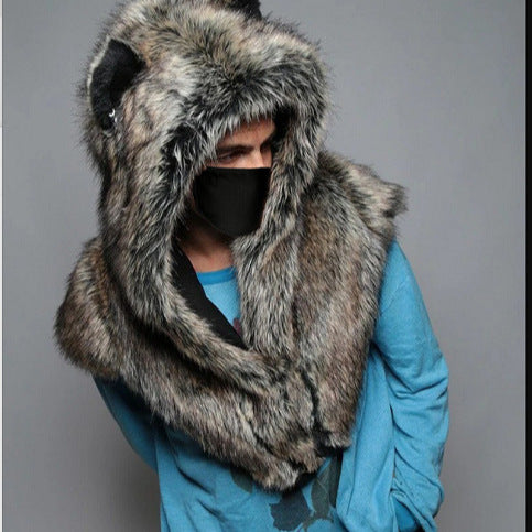 Men's Plush Hooded Cape Amarae