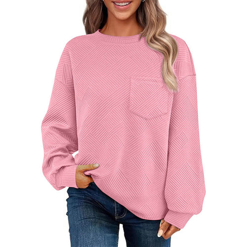 Casual sweater for women with textured pattern and practical chest pocket Amarae