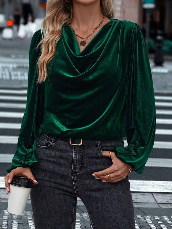 Ladies Elegant Viscose Blouse with Waterfall Neckline Lune London
