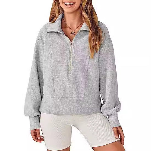 Casual sweater for women with high collar and zipper Amarae