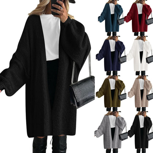 Women Casual Knitted Coat with Deep V-neck and Wide Sleeves Amarae