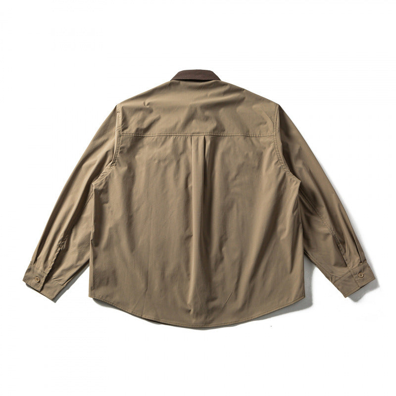 Men's oversized shirt in relaxed fit with contrast collar and patch chest pocket Amarae