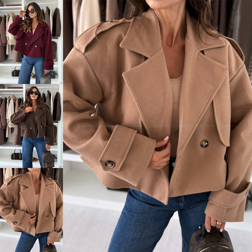 Ladies oversized trendy jacket with lapel collar and large buttons Amarae