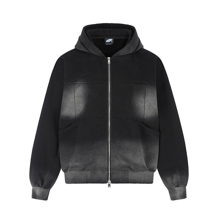 Unisex Hoodie Zip Jacket with Ombre Dyeing, Oversized Silhouette and Kangaroo Pockets Amarae