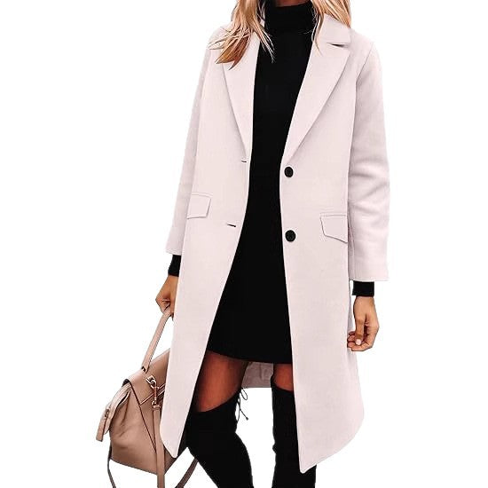 Ladies Elegant Wool Coat with Classic Lapel Lune London