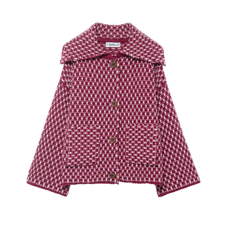 Women’s short jacket in boucle waffle pattern with large lapel collar Amarae