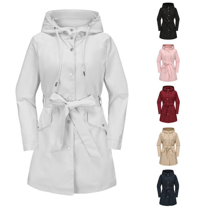 Women's waterproof transition jacket with adjustable hood and waist belt Lune London
