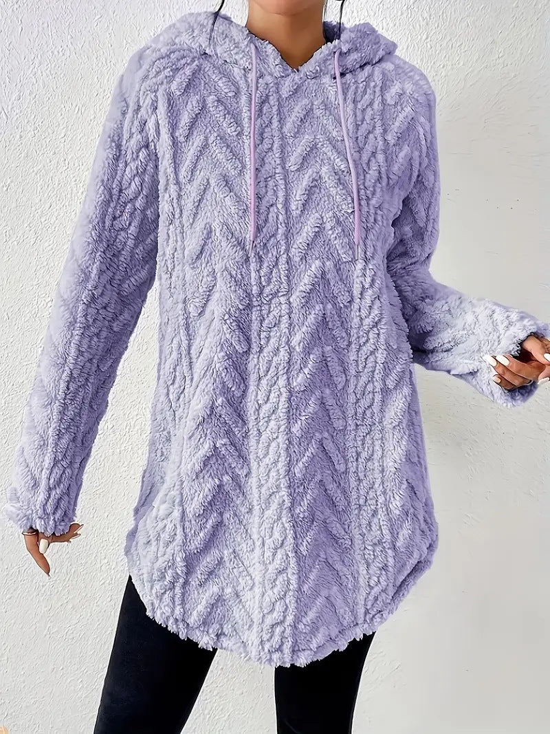 Comfortable knitted sweater for women with hood and chic and stylish structure