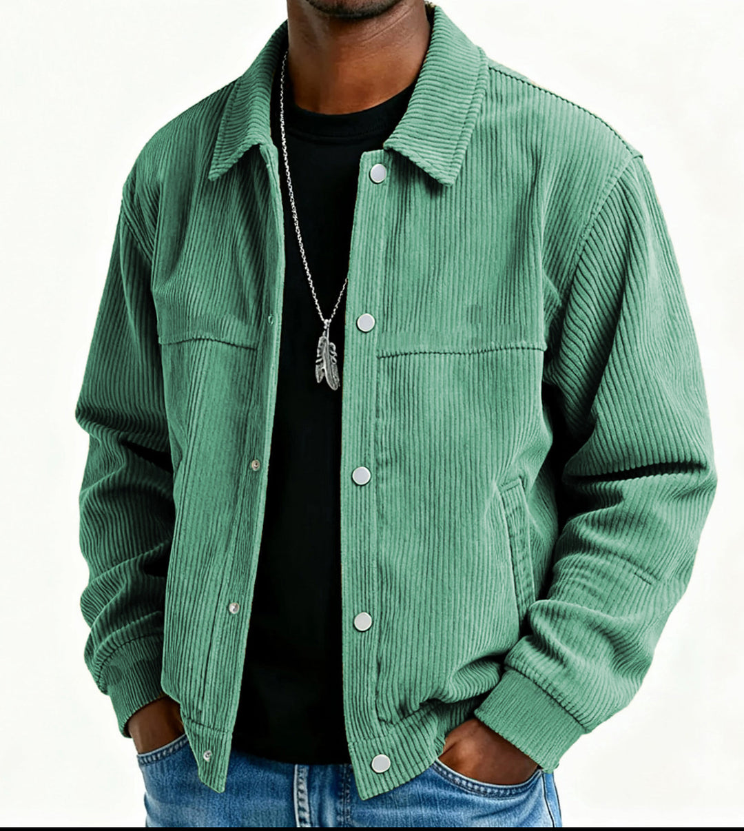 Men's cord jacket with pockets and quilted design Lune London