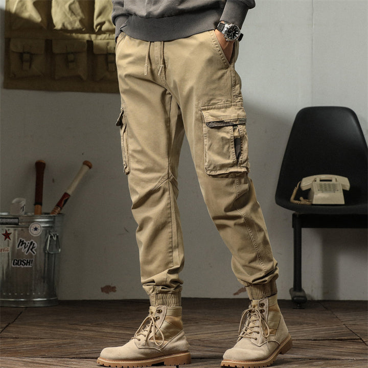 Men's cargo jogger pants with elastic waistband and practical side pockets Lune London