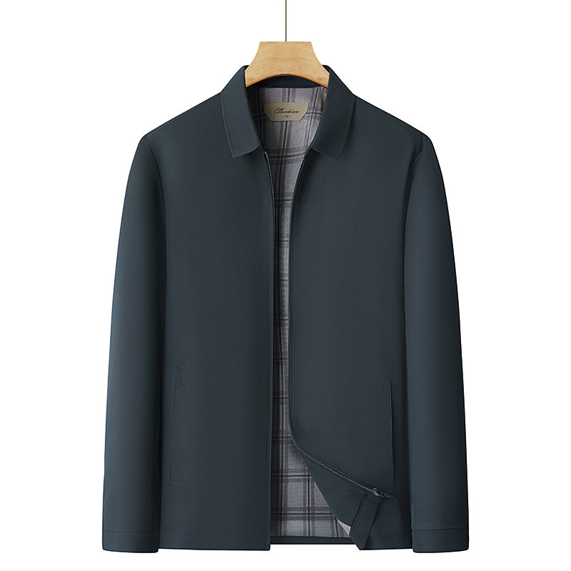 Men's lightweight transitional jacket with checked lining and concealed zipper Amarae