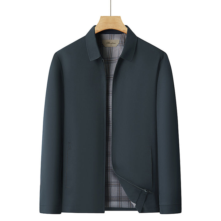 Men's lightweight transitional jacket with checked lining and concealed zipper Amarae