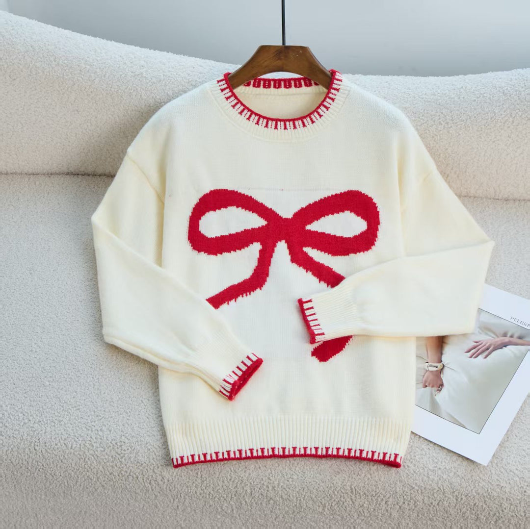 Ladies Comfortable sweater and sweatshirt with bow pattern and comfortable sleeves Lune London