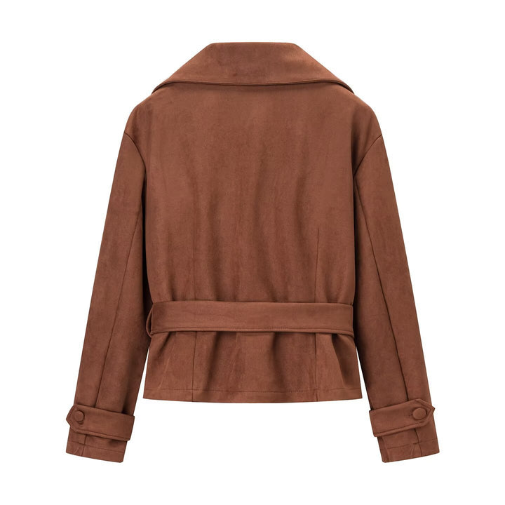 Veste en daim élégante pour femmes avec ceinture et coupe ajustée Chic & Stil