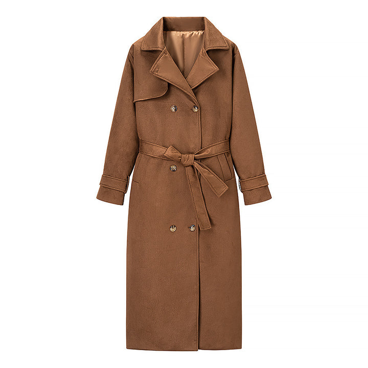 Elegant faux leather trench coat for women with adjustable belt and practical pockets Lune London