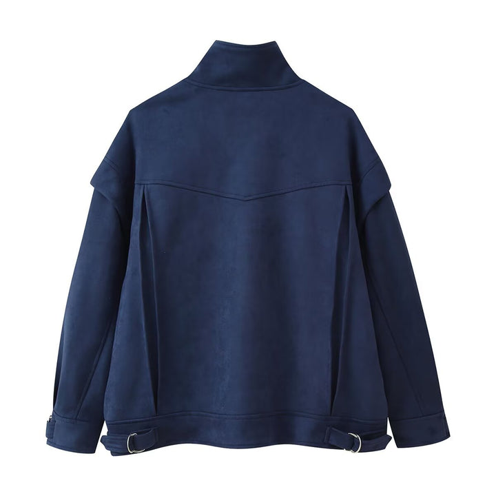 Ladies Trendy Utility Jacket with High Collar and Practical Chic Pockets and Style