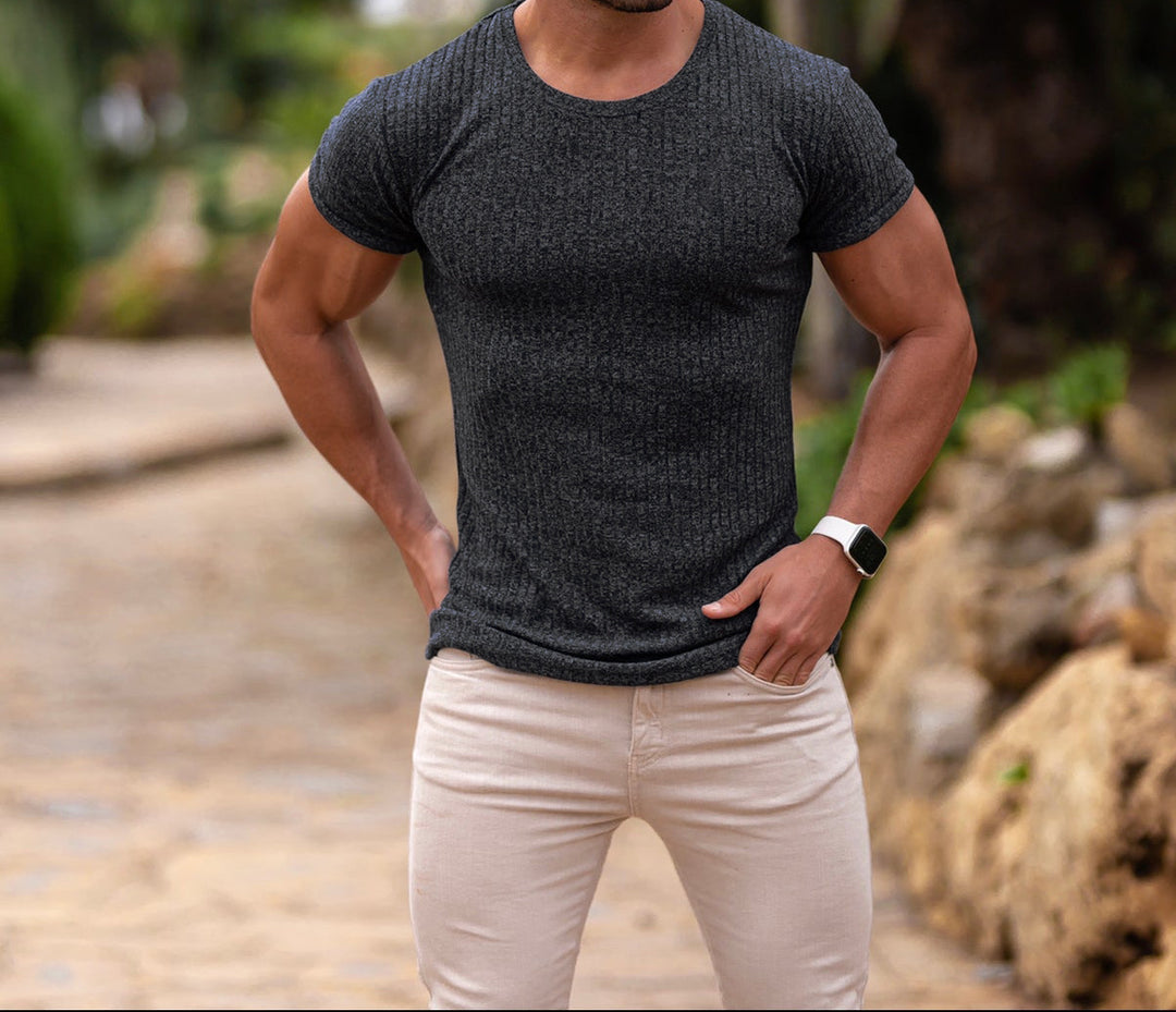 Slim fit ribbed t-shirt for men Lune London