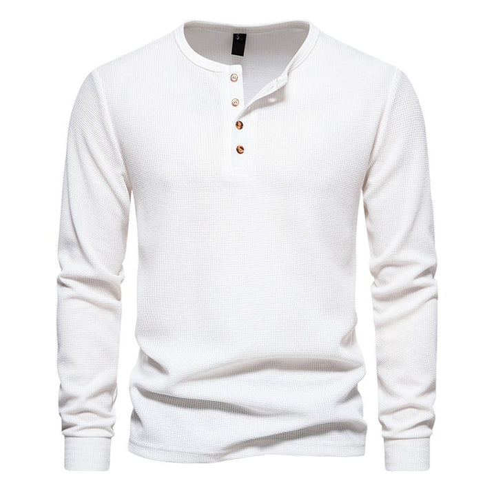 Long sleeve men's T-shirt with button placket and textured design Lune London