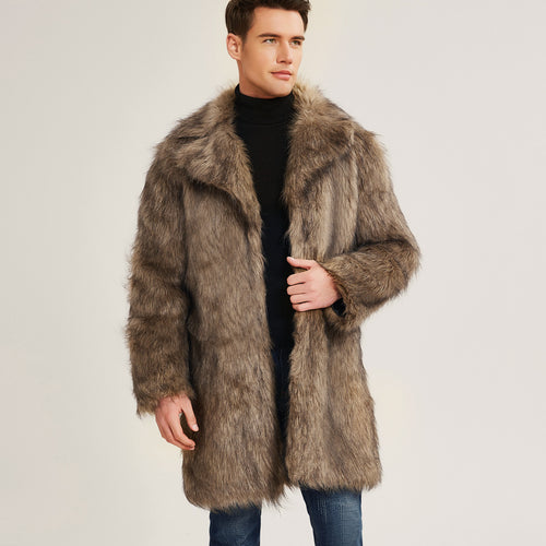 Luxury faux-fur coat for men with elegant collar and soft lining Amarae