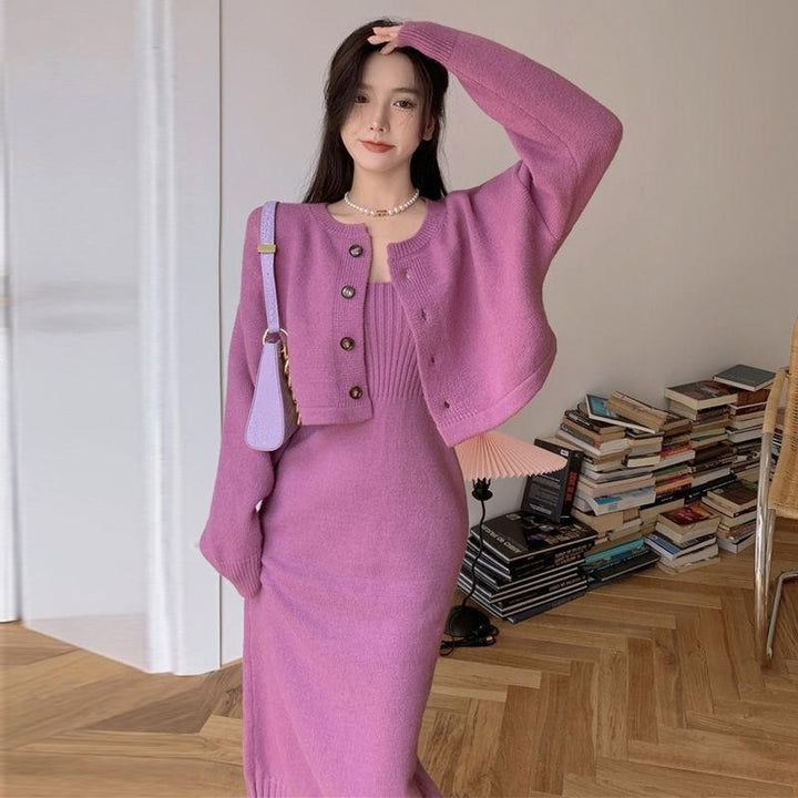 Ensemble en tricot pour femmes avec veste cintrée et robe ajustée Chic & Stil
