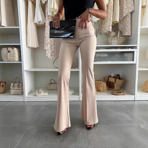 Ladies Elegant High-Waisted Flared Trousers with Flattering Cut Amarae
