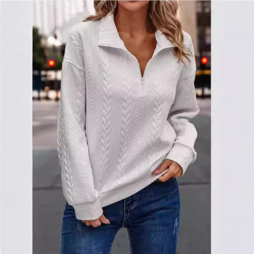 Ladies Premium sweater with zipper and twisted pattern Amarae