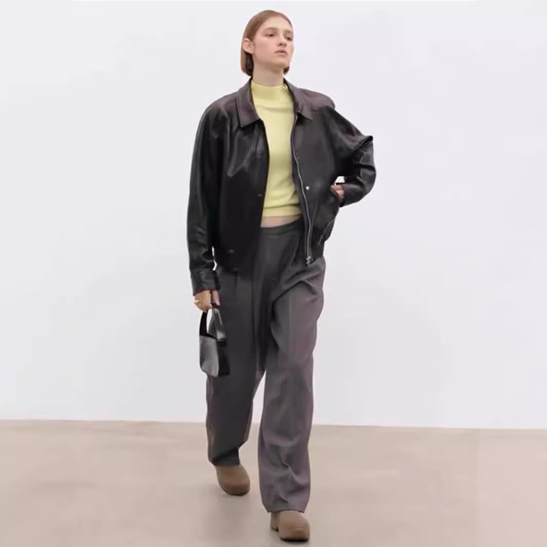 Veste décontractée en faux cuir pour femmes avec des manches volumineuses Chic & Stil