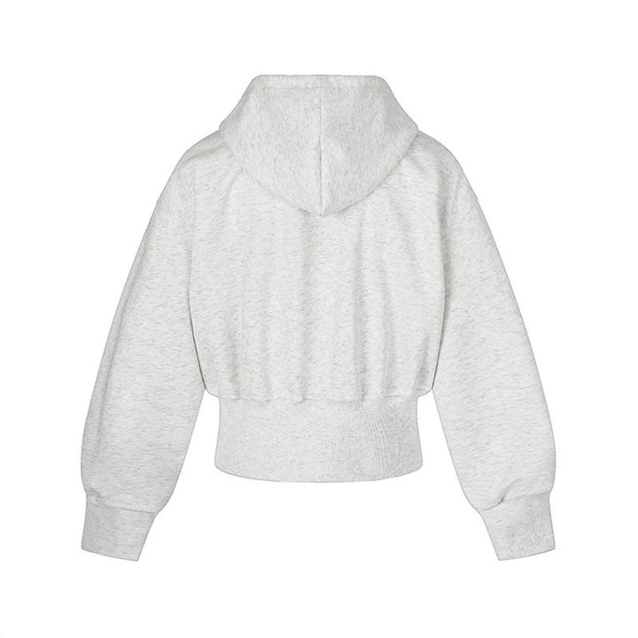 Women's short-cut zip hoodie with metallic stud detailing and wide ribbed hem Amarae