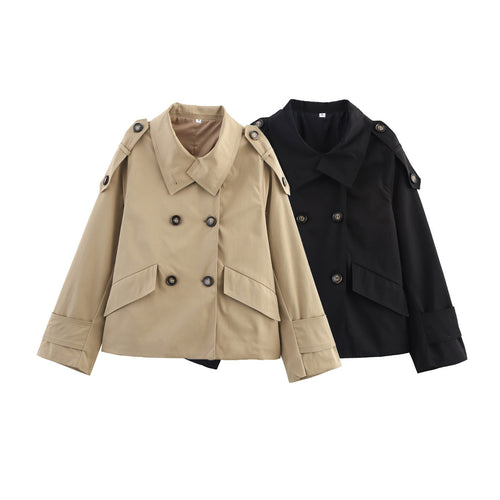 Trendy women's transition jacket with double-breasted buttons and practical pockets Amarae
