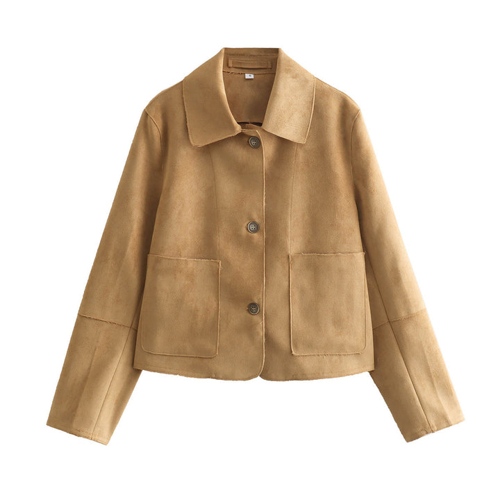 Timeless ladies suede jacket with elegant collar and practical pockets Lune London