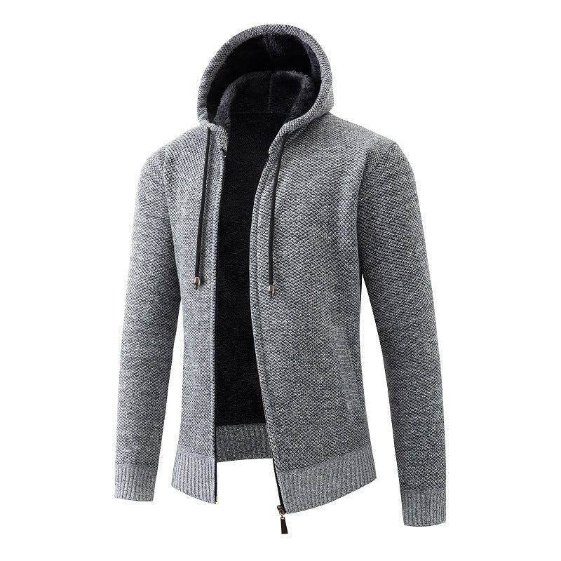 Comfortable fleece jacket for men with hood Lune London