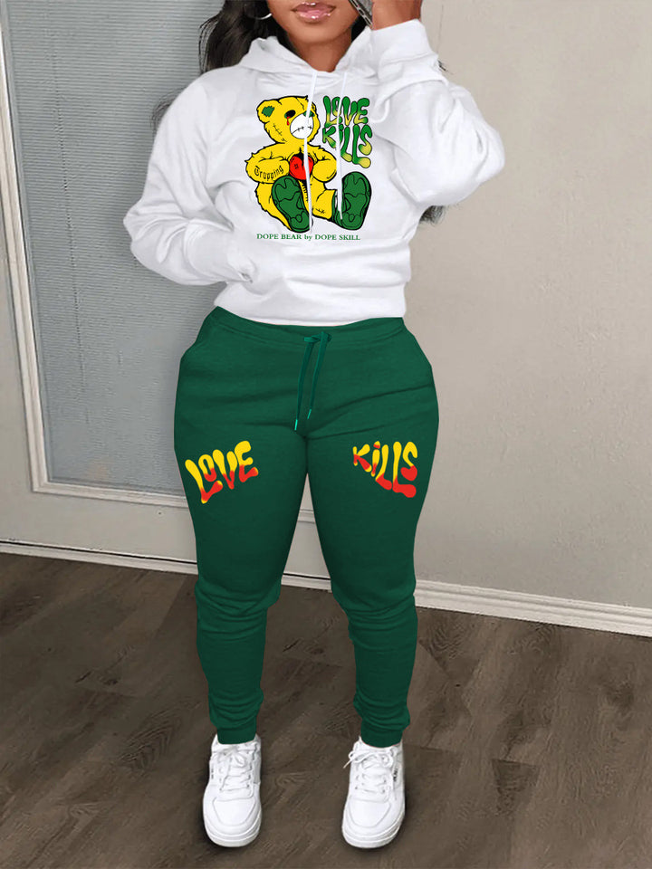 Women’s hoodie and jogger pants set with a trendy printed design Lune London