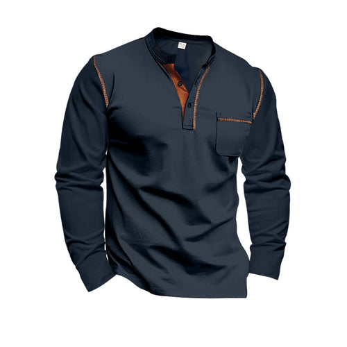 Trendy long sleeve shirt for men with an innovative button placket design and practical pockets Amarae