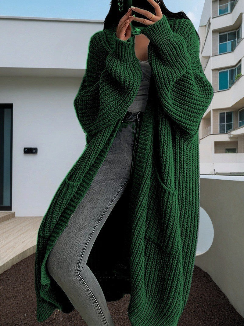 Ladies Long knitted cardigan with side pockets and relaxed fit Lune London
