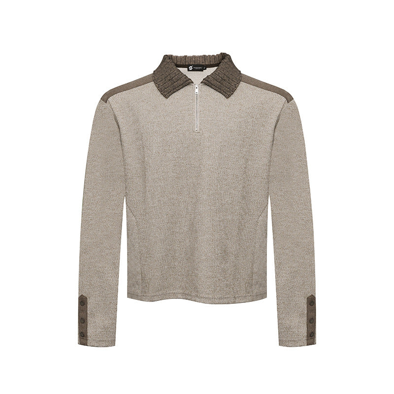 Women's Long Sleeve Polo Shirt with Half Zip, Contrast Shoulders and Button Cuffs Amarae