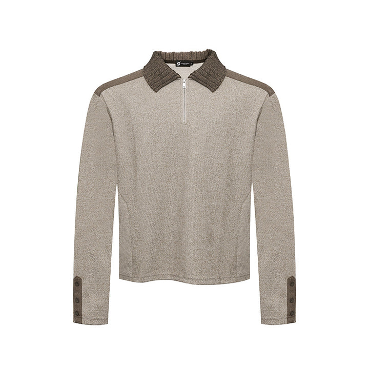 Women's Long Sleeve Polo Shirt with Half Zip, Contrast Shoulders and Button Cuffs Amarae