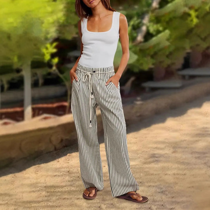 Lune London Casual Striped Linen Pants for Women