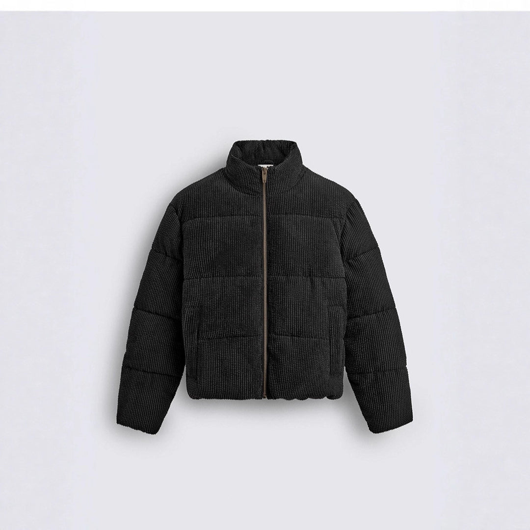 Men's short quilted jacket in cord structure with high stand-up collar Amarae