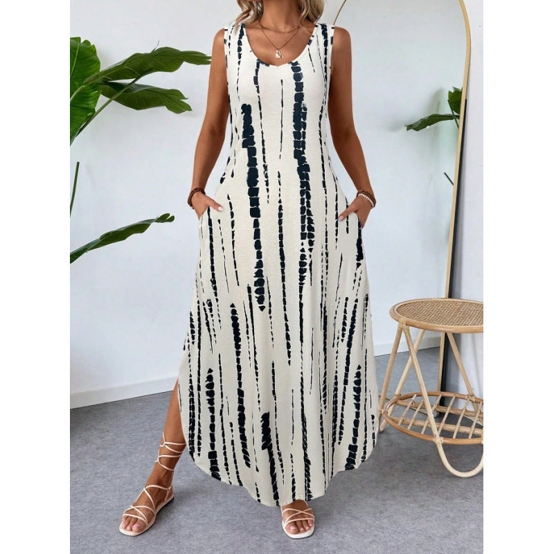 Colorful maxi dress for women with side pockets Lune London