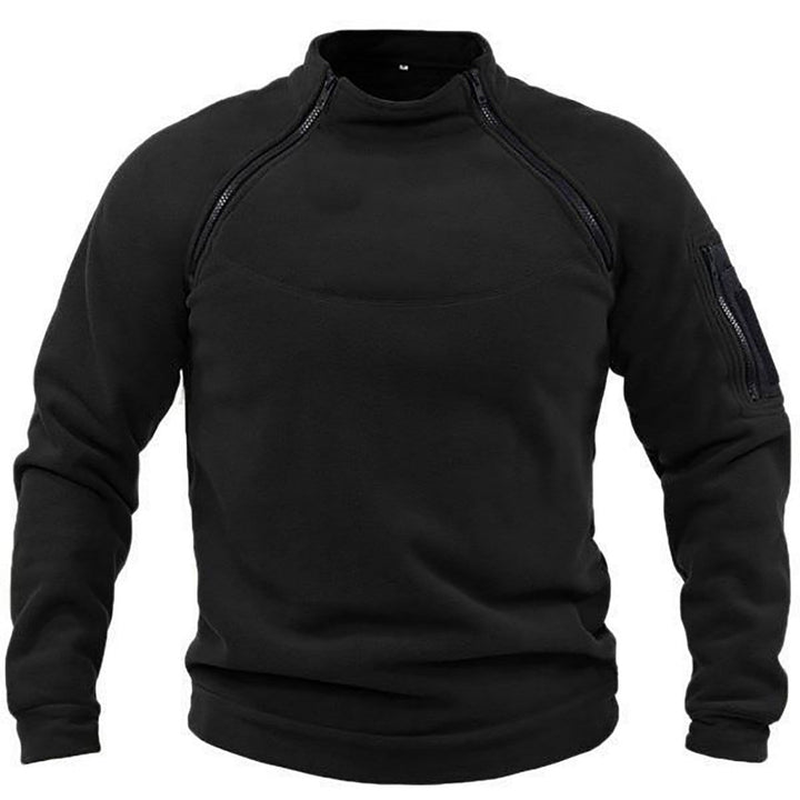Men's Thermal Fleece Pullover with High Collar and Practical Pockets Chic Und Stil