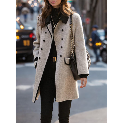 Elegant wool coat for women with classic design and contrasting collar Amarae
