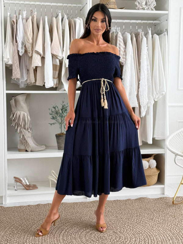 Off-the-shoulder ruffled maxi dress Lune London
