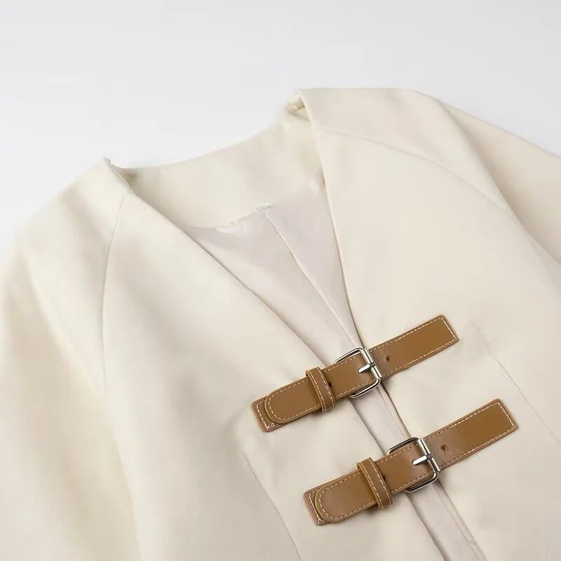 Lune London Elegant short jacket for women with practical buckle closures